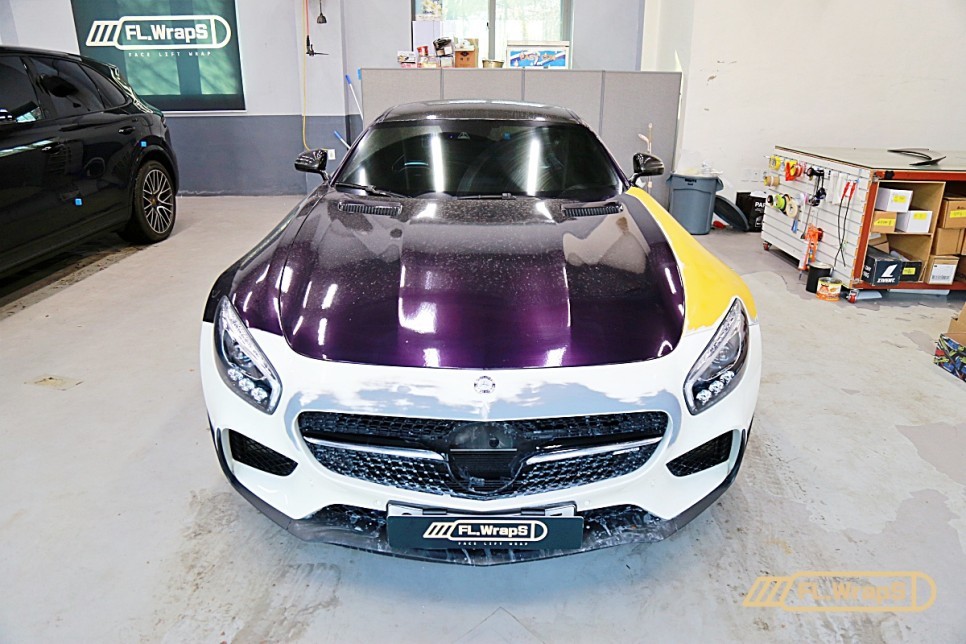 AMG GT 에디션1 사고수리 랩핑 재시공 / 에어버리 고광택 퍼플 - 플랩스(FL.WrapS)/ 하남랩핑, 미사, 남양주 랩핑, 사고수리대차