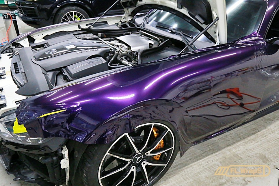 AMG GT 에디션1 사고수리 랩핑 재시공 / 에어버리 고광택 퍼플 - 플랩스(FL.WrapS)/ 하남랩핑, 미사, 남양주 랩핑, 사고수리대차