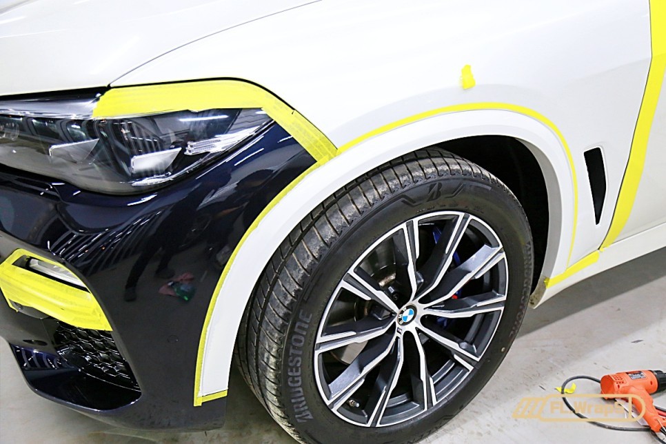 BMW X5 앞범퍼, 휀더 사고수리 랩핑 재시공 - 플랩스(FL.WrapS)/ 하남랩핑, 미사랩핑, 남양주 자동차 랩핑 전문