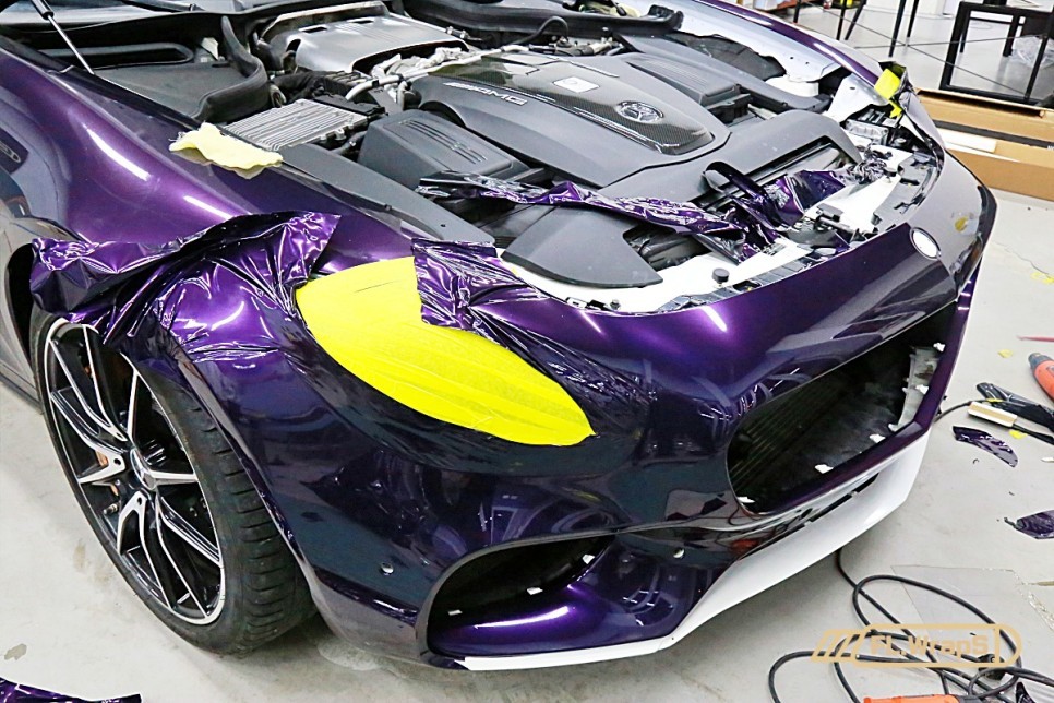 AMG GT 에디션1 사고수리 랩핑 재시공 / 에어버리 고광택 퍼플 - 플랩스(FL.WrapS)/ 하남랩핑, 미사, 남양주 랩핑, 사고수리대차