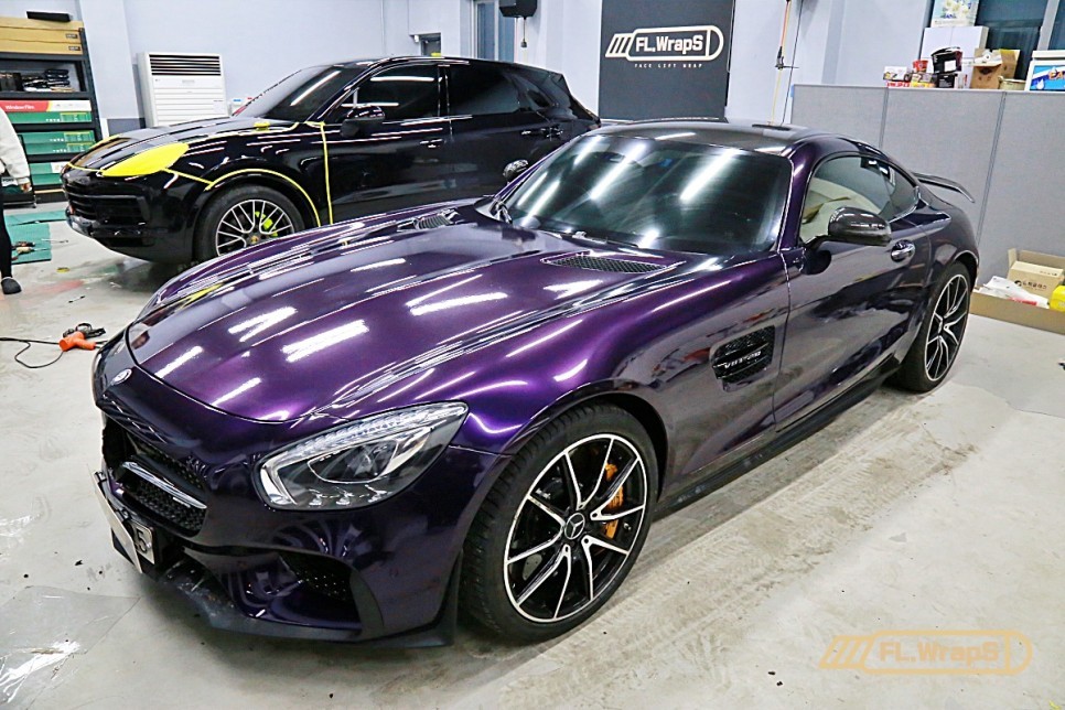 AMG GT 에디션1 사고수리 랩핑 재시공 / 에어버리 고광택 퍼플 - 플랩스(FL.WrapS)/ 하남랩핑, 미사, 남양주 랩핑, 사고수리대차