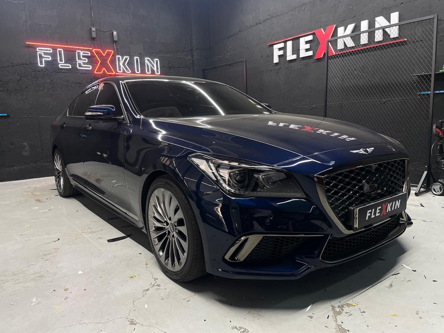 대구 경북 PPF 전문점에서 제네시스 G80 사고수리 후 뒷범퍼 PPF 재시공 / 대구 남구