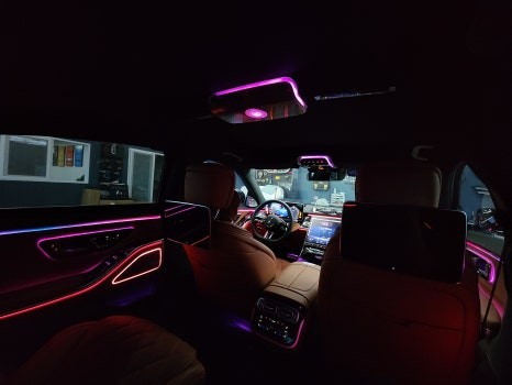 광주벤츠 엠비언트 ] 벤츠 S500 - 실내 풀 엠비언트! " 액티브 엠비언트, 미드레인지 엠비언트, 천장 부메스터,  4d 부메스터 "