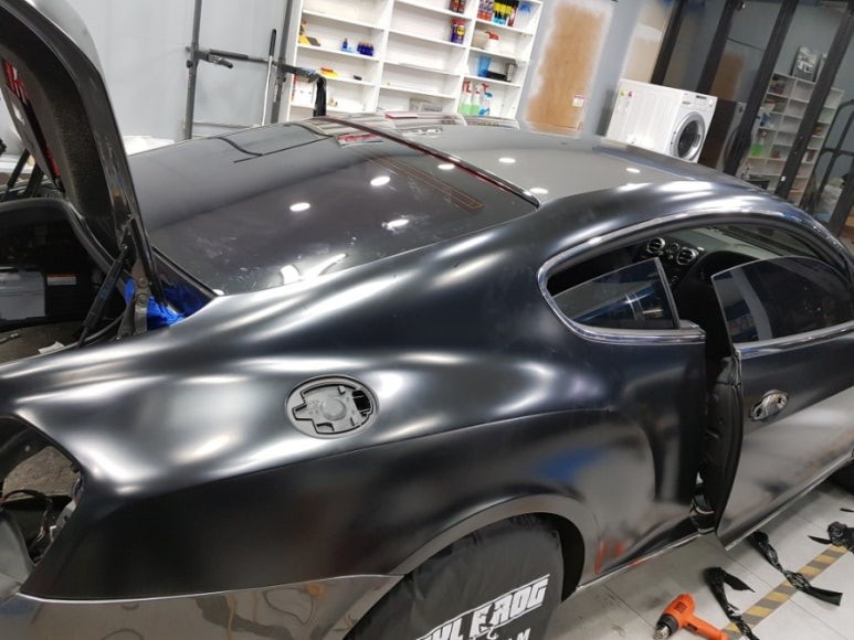 고스트랩(ghostwrap) 벤틀리 컨티넨탈 GT 스피드 전체랩핑 (사틴블랙) 시공 / 고양 일산 덕양구