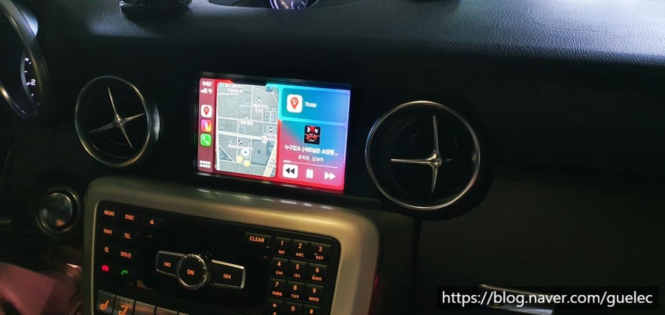벤츠 SLK SLC 카플레이 안드로이드오토 아이폰 갤럭시 연결 K-play 와 후방카메라 장착 시공