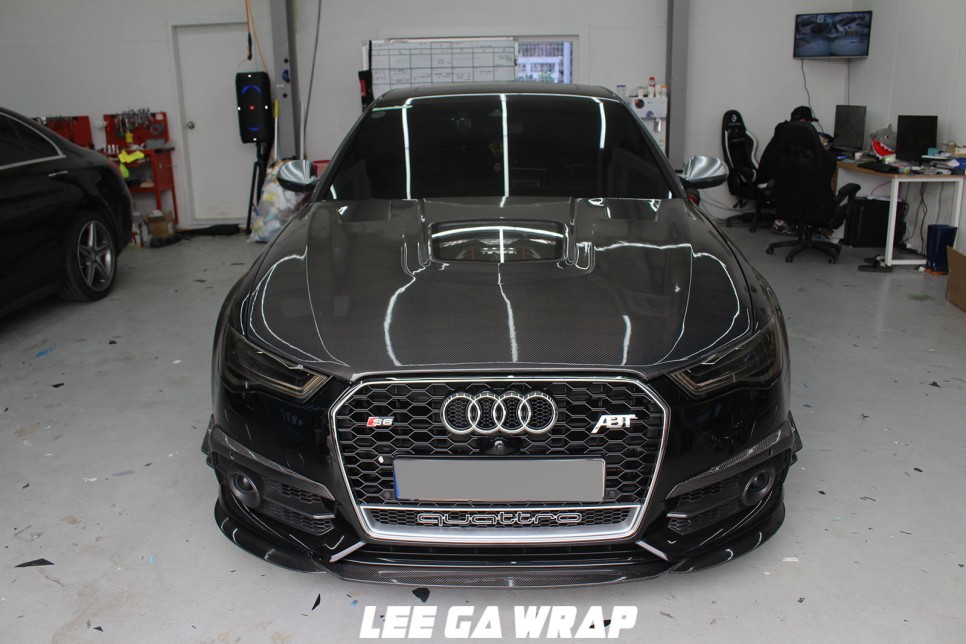 아우디 S6 전체랩핑 공구리색으로 탈바꿈! 본넷 카본보호로 PPF 까지한번에 / 김포, 파주, 인천