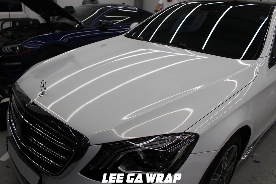 벤츠 S클래스 전체랩핑 3M2080 화이트골드스파클 화이트펄랩핑