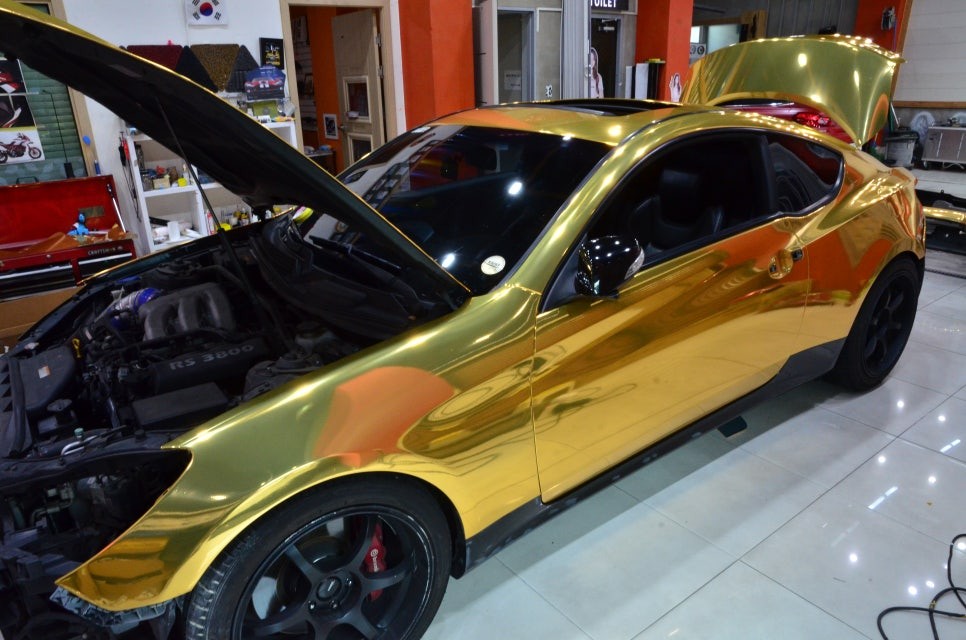 대전 카스킨+오렌지 카스킨+제네시스 380 GT+AVERY DENNISON 골드 크롬 재시공 / 대전 유성구 원신흥동