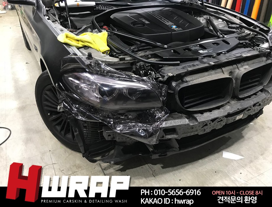 BMW랩핑 520D 사틴블랙 전체랩핑 [에이치랩] 시공후기 / 부천 소사구 송내동