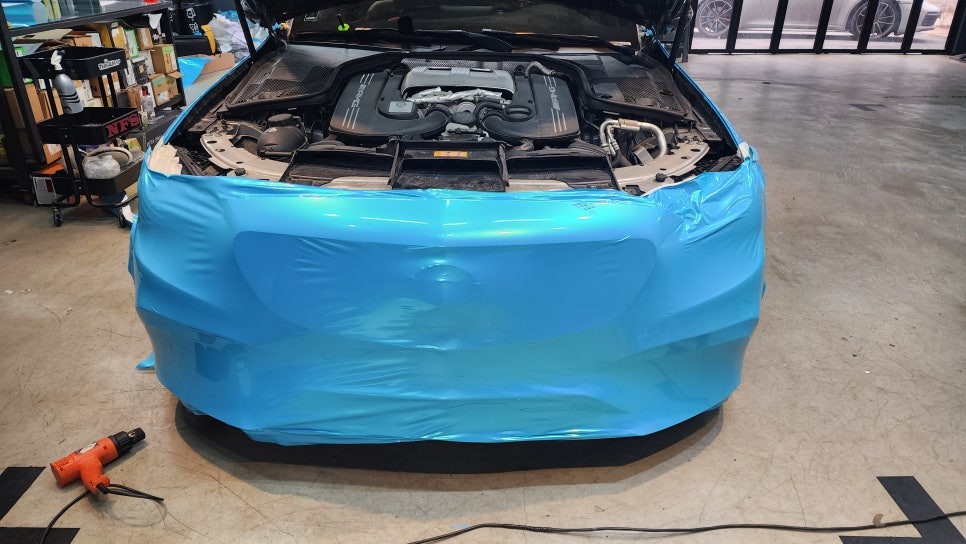 하남 미사 C63 AMG 택랩 전체랩핑 시공 / 사고 보험 랩핑