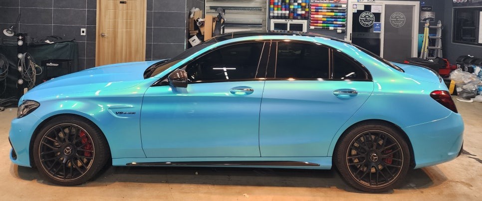 하남 미사 C63 AMG 택랩 전체랩핑 시공 / 사고 보험 랩핑