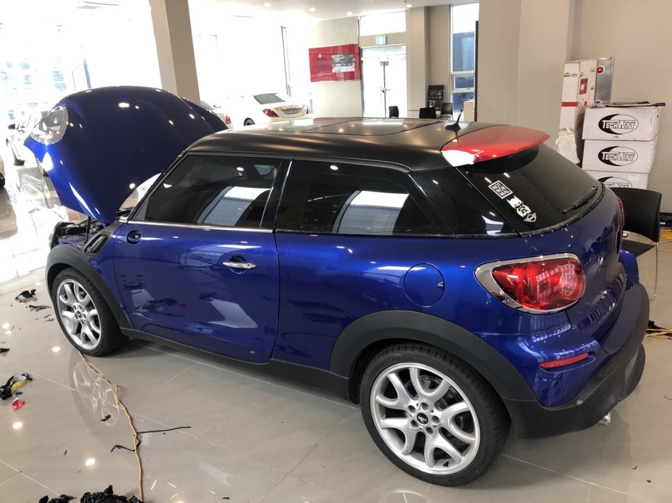 <부산랩핑,부산ppf,부산자동차랩핑>미니쿠퍼 페이스맨SD 사틴블랙 전체랩핑 랩핑제거 / 부산 강서구 명지동