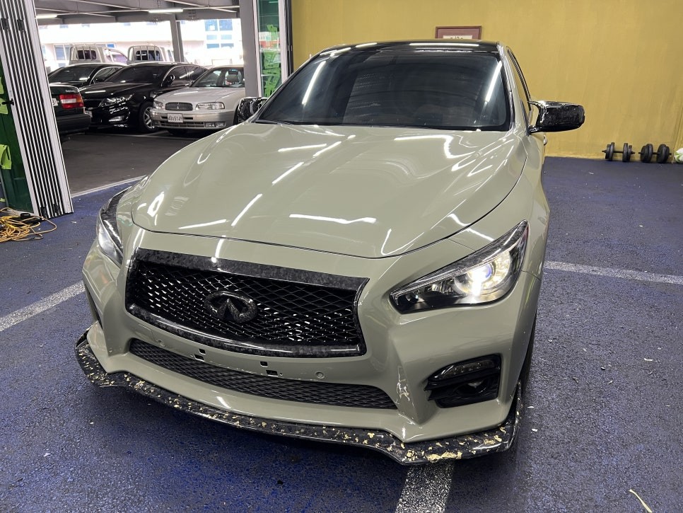 부산랩핑 전문샵 현스게러지 인피니티 Q50 이노즈텍 카키그린 전체랩핑 시공 소개 / 부산 강서구 명지동