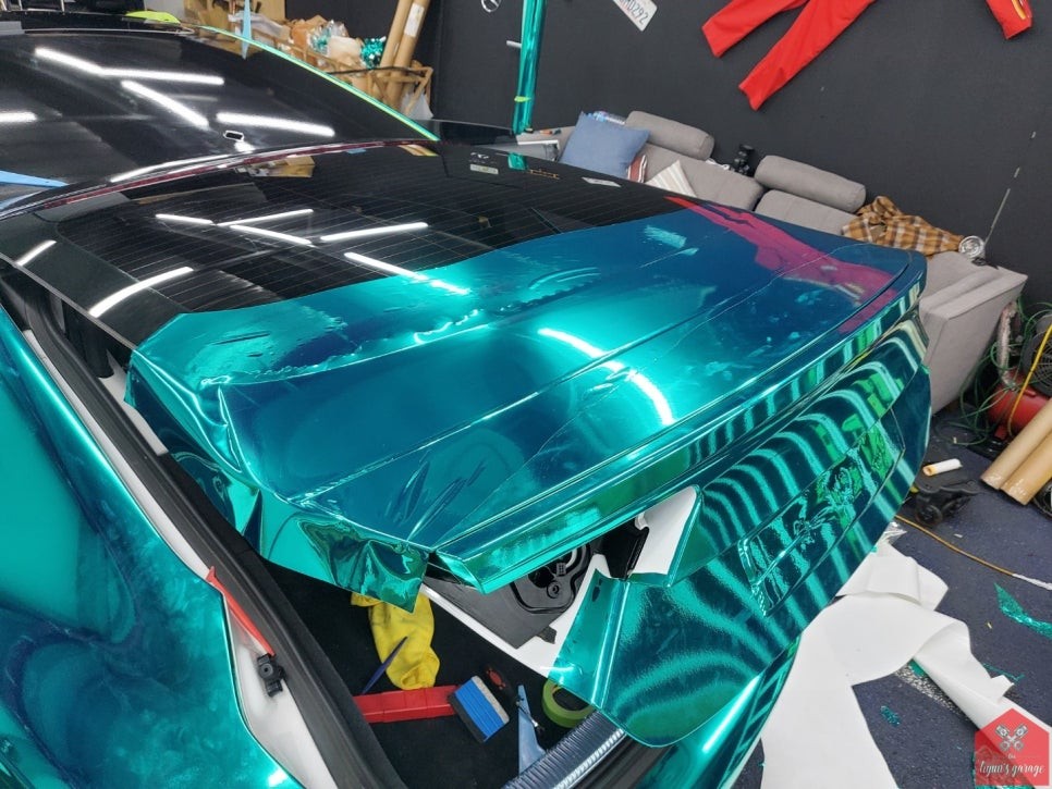 부산랩핑 전문점 현스게러지 아우디 A7 에메랄드그린 크롬 전체랩핑 시공 소개 / 부산 강서구 명지동