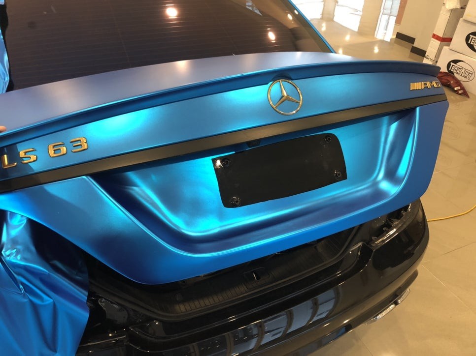 <부산랩핑,부산ppf>벤츠 cls 63amg 블루 무광크롬 랩핑 / 부산 강서구 명지동