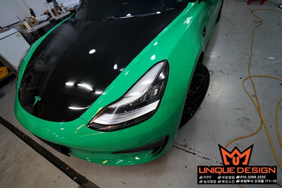 테슬라 모델3 풀랩핑, 크롬딜리트, 3M캘리그린, 의정부 랩핑, 카스킨, 유니크디자인 / 의정부 신곡동