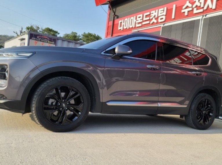 춘천휠도색 산타페 블랙유광 휠도색 작업 전후 사진! / 원주시 소초면