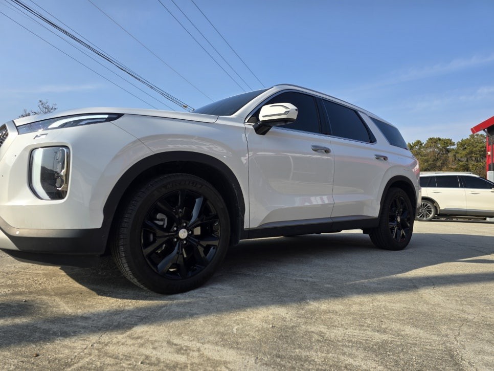 여주휠복원 펠리세이드 블랙유광 휠도색 작업 전후 사진! / 원주시 소초면