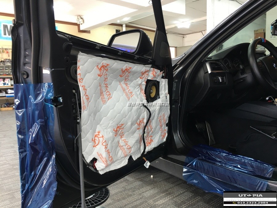 울산BMW 포컬 스피커 교환 / BMW 320i 포컬 ES-100K 2웨이    스피커 교환, 프론트 도어 신슐레이터 방음작업