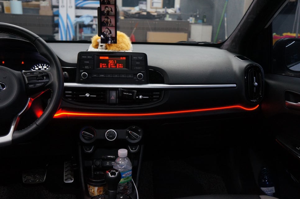 올뉴모닝 마이키 프리미엄 원격시공과 대쉬보드 엠비언트 시공~!! / 제주