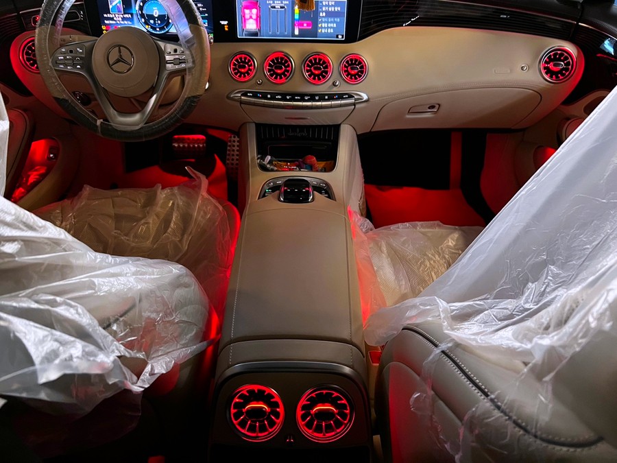 벤츠 W222 S450 S클래스 쿠페 송풍구 엠비언트. 전후석 송풍구 엠비언트.