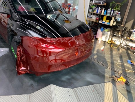 테슬라 모델 Y 오토 벨벳 AV 리퀴드 메탈 뱀파이어 레드 전체랩핑 / 서울 중랑구