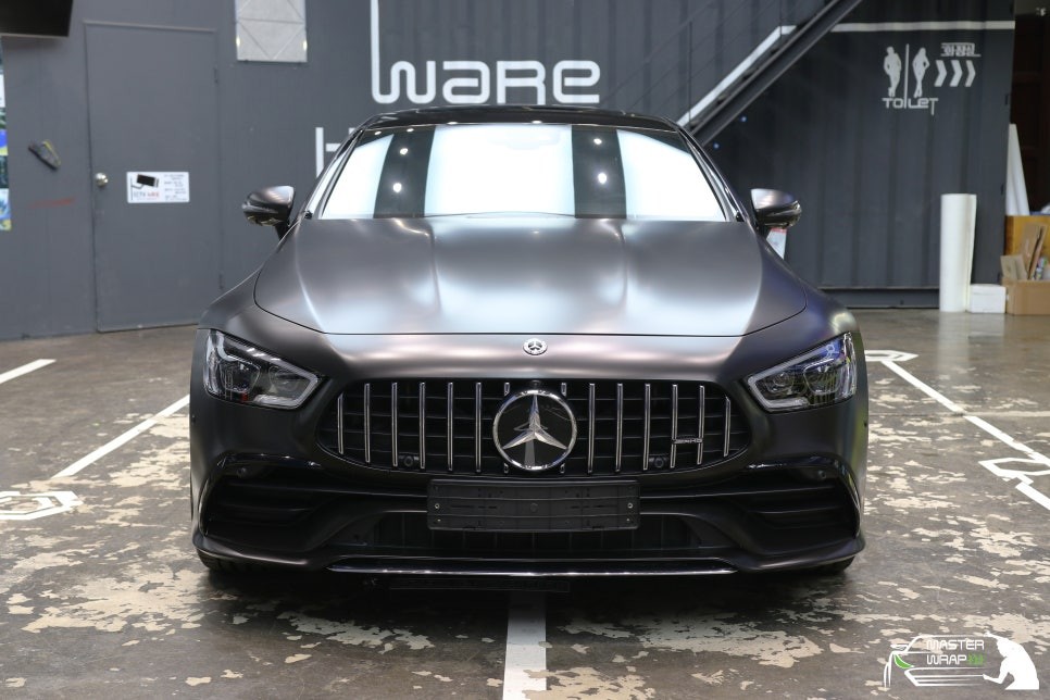 수원랩핑 벤츠 gt43 amg 사틴블랙 전체랩핑과 실내 카본튜닝까지! / 수원 인계동