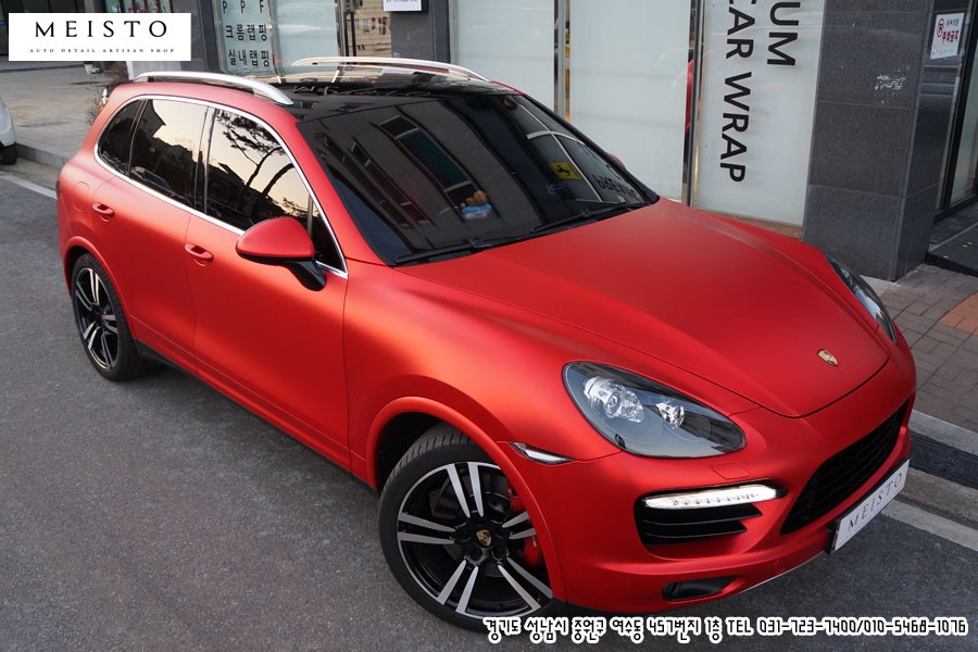 크롬랩핑 포르쉐 카이엔 터보S 무광레드크롬 전체랩핑 / 성남시 중원구 여수동