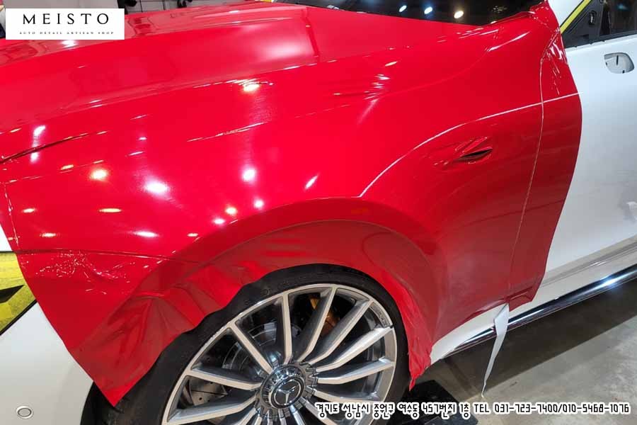 벤츠 GT 43AMG 랩핑 에이버리 카마인레드 시공 / 성남시 중원구 여수동