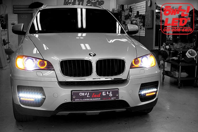 BMW X6전용데이라이트+턴시그널커스텀매립(해신LEDX6, 실내등,X6 LED,X6 HID,X6 리플렉터,X6 보조제동등,X6 테일램프,X6 면발광,X6 튜닝,X6커스텀) / 화성 봉담
