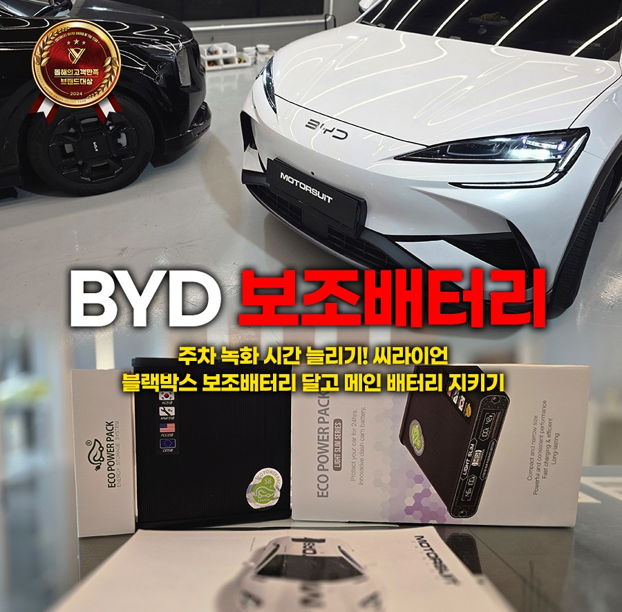 주차 녹화 시간 늘리기! BYD 씨라이언 블랙박스 보조배터리 달고 메인 배터리 지키기 / 부천, 인천