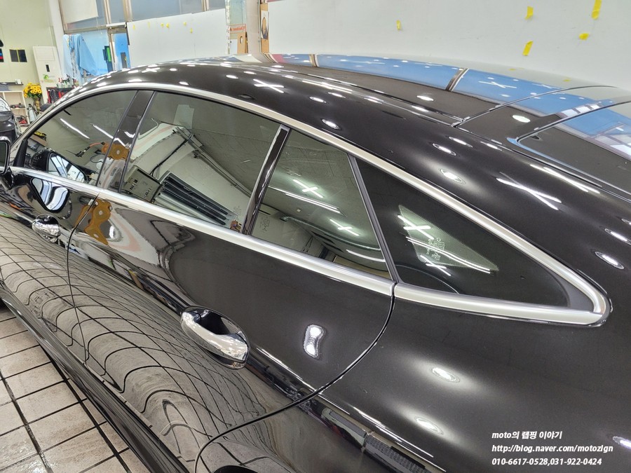 일산썬팅 벤츠GT63AMG 블락포디 비바 전면 30% 측후면 10% 시공으로 반사필름 시공완료 / 고양, 일산, 김포, 파주