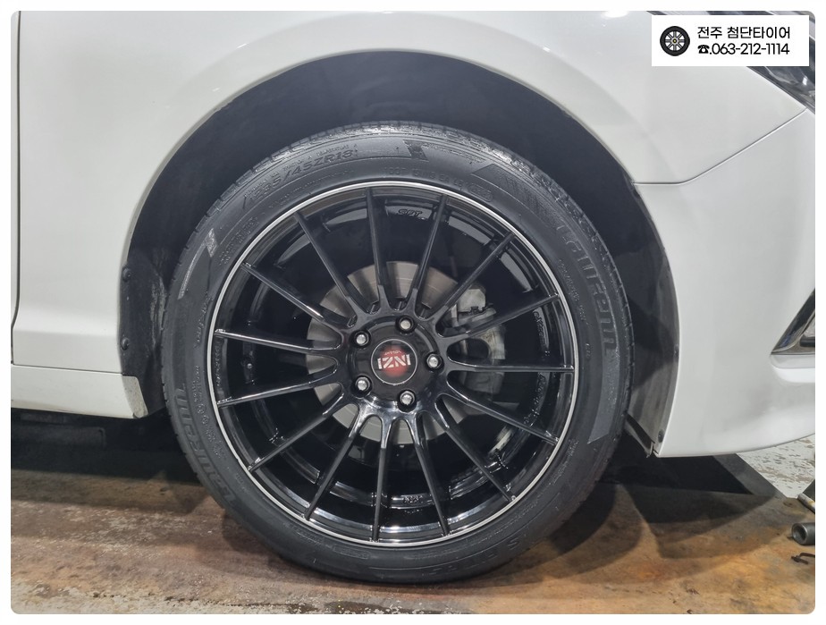 [전주 김제 휠복원 첨단타이어] LF소나타 순정16인치->18인치 인치업( 사제 SFT 익스트림스포츠 XR-1 블랙림컷팅 실버 커스텀 복원휠+2354518 라우펜타이어)튜닝 / 전주