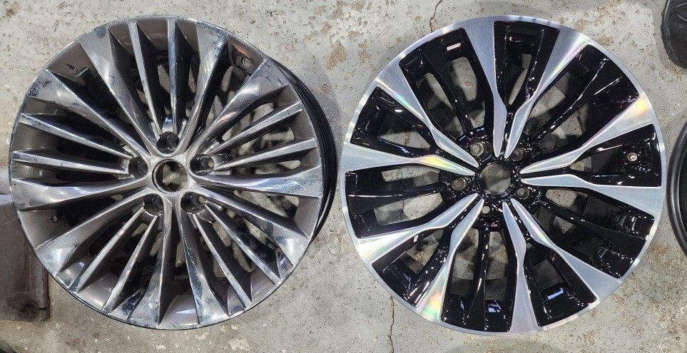 ➰전주 휠복원 첨단타이어➰기아 올뉴K7 순정 19인치 블랙크롬휠⇨K8 순정 19인치 블랙컷팅 커스텀 복원휠 전북전남휠복원,광주휠복원,대전휠복원,충북충남휠복원,경북경남휠복원,휠튜닝 / 전주