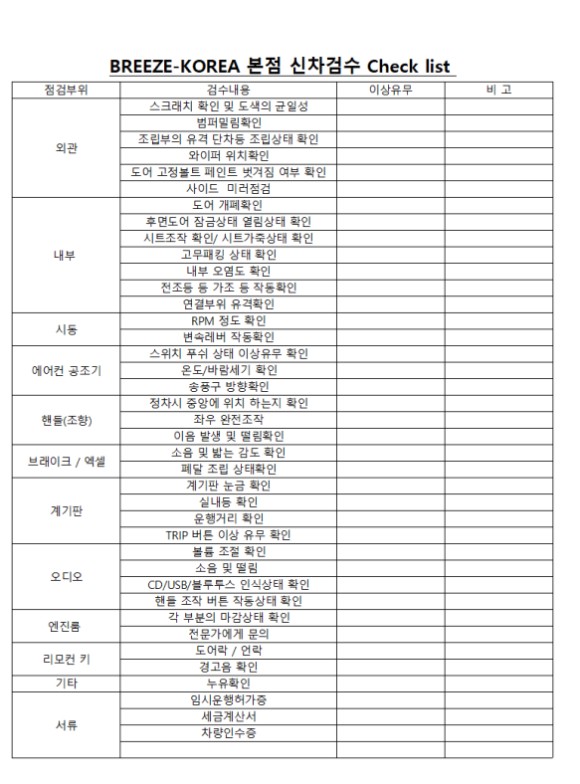 경기남부 / 용인 신차검수 체크리스트 벤츠E350 후기 / 경기 안성 원곡 / 평택.오산.안성