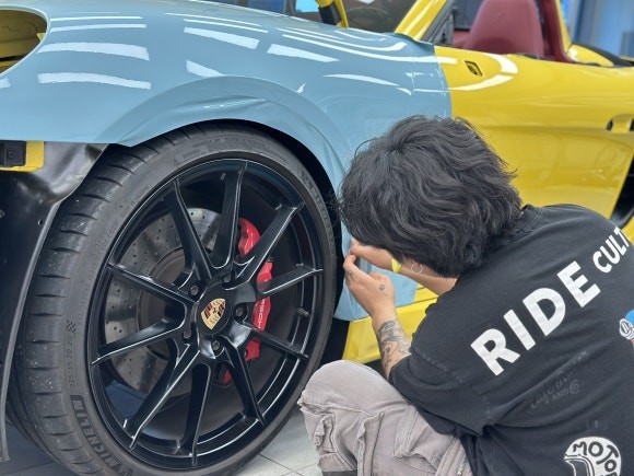 오산 평택 랩핑 포르쉐 박스터 718 GTS 4.0 고광택 전체 랩핑 요트 블루 컬러