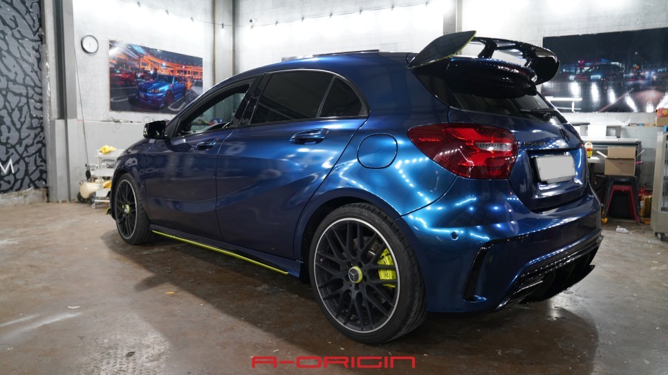 벤츠 A45AMG 레이즈 어반블루 전체랩핑 / 안산,시흥,화성