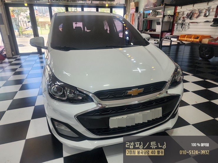 쉐보레 더뉴 스파크 사이드미러 랩핑, 도어캐치 랩핑, 인증LED, 락폴딩 시공 구미튜닝 / 구미랩핑 / 구미뿡카 / 구미 봉곡남로