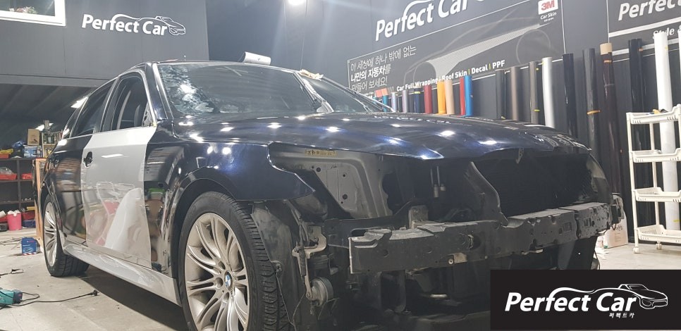 광명래핑,시흥래핑,부천래핑,랩핑잘하는곳 퍼펙트카에서 BMW5시리즈 E60 전체랩핑,실내랩핑 받고 세차기분 느껴보세요~BMW임페리얼블루 색 랩핑 / 경기 시흥