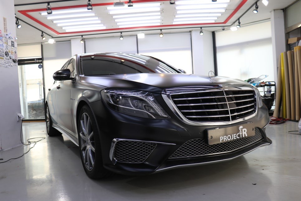 부천 랩핑전문점 벤츠 S63 AMG 전체랩핑 에이버리 사틴블랙 올래핑 후기~ / 부천 원미구 상동