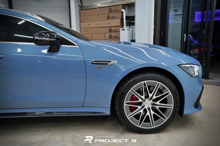 벤츠 AMG GT43 전체 랩핑, 비닐프로그 고광택 차이나블루, 부천랩핑 프로젝트알