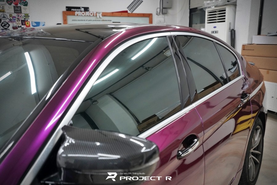 BMW 5시리즈 전체 랩핑, 비닐프로그 그레이프 퍼플 시공, 부천랩핑 전문 프로젝트알 / 부천 원미구 상동