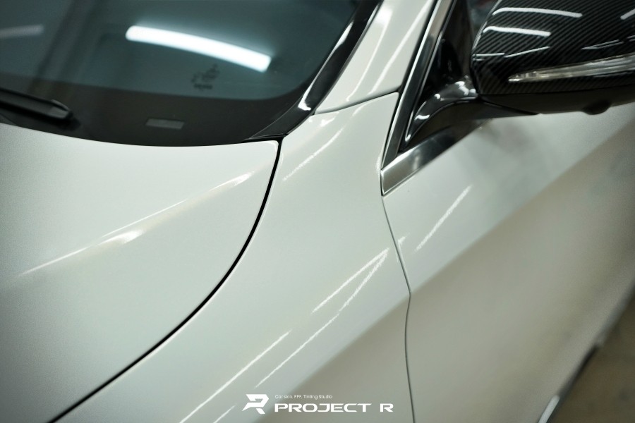 벤츠 S63 AMG 에이버리 유광 화이트 전체랩핑, 부천 자동차래핑 전문 프로젝트알 / 부천 원미구 상동