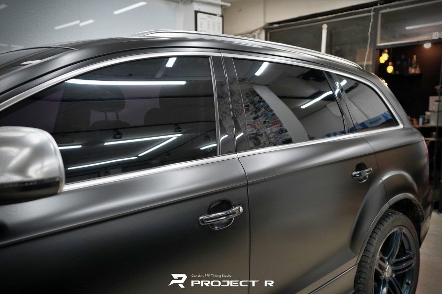 아우디 Q7 전체 랩핑, 3M2080 사틴블랙 재시공, 부천랩핑 프로젝트알 / 부천 원미구 상동