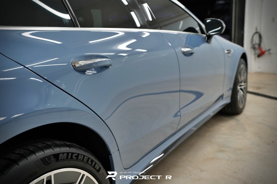 벤츠 AMG GT43 전체 랩핑, 비닐프로그 고광택 차이나블루, 부천랩핑 프로젝트알