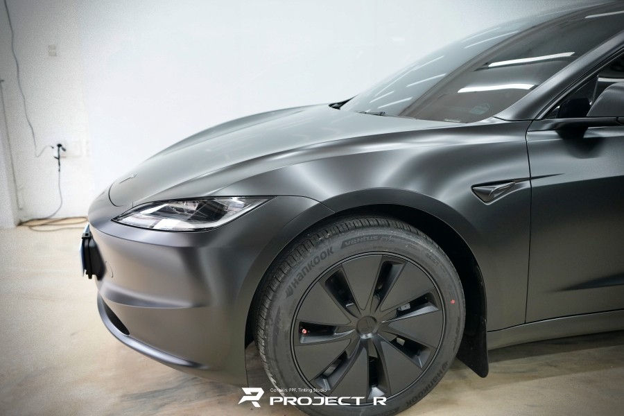 테슬라 모델3 하이랜드 전체 랩핑, 3M 사틴블랙 시공, 부천 자동차래핑 전문 프로젝트알 / 부천 원미구 상동
