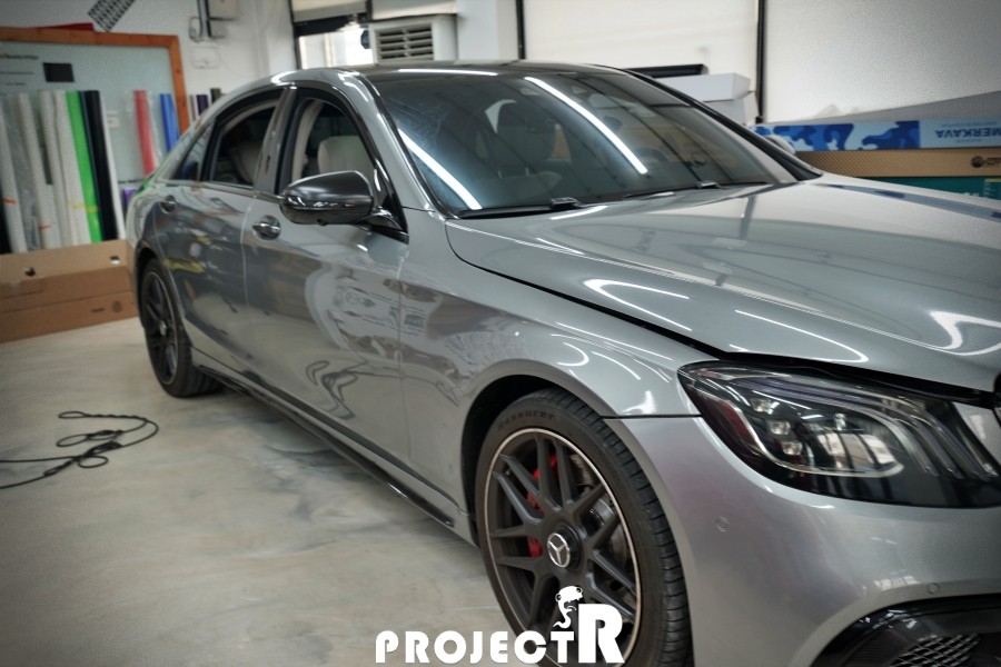 경기남부 / 벤츠 S클래스 전체 랩핑, S63 AMG 유광 화이트 자동차 랩핑, 부천 상동 프로젝트알 / 부천 원미구 상동 / 부천.광명