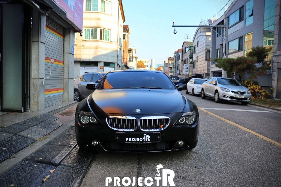 BMW 6시리즈 650i 사틴블랙 전체 랩핑, 실내 카본 자동차 랩핑 시공, 부천 프로젝트알