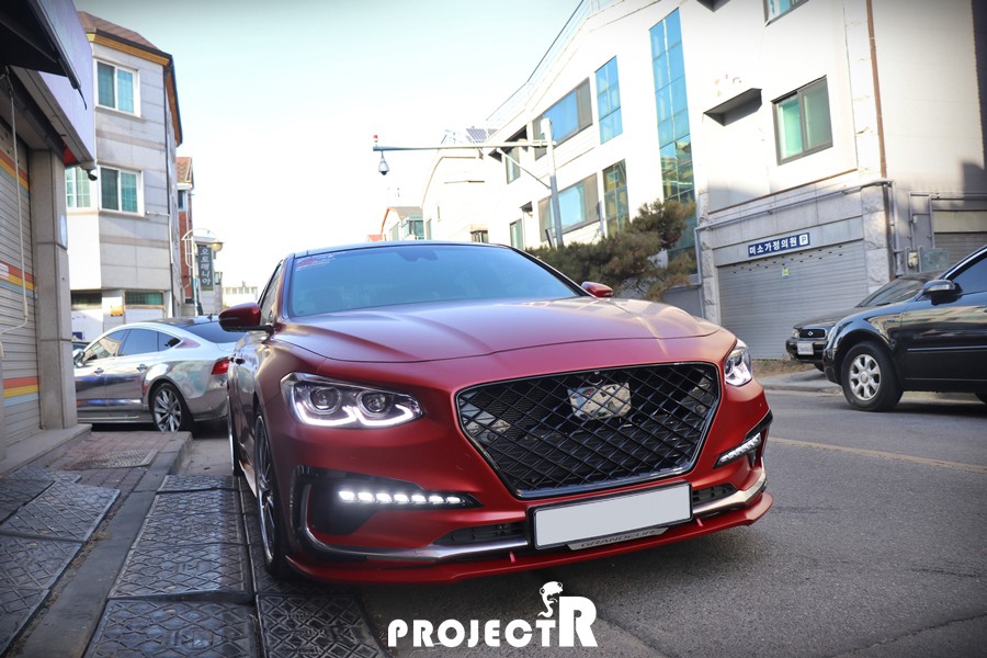 그랜져IG 전체 랩핑, 3M1080시리즈 사틴 뱀파이어 레드 시공 by 부천 상동 랩핑 전문 프로젝트R / 부천 원미구 상동