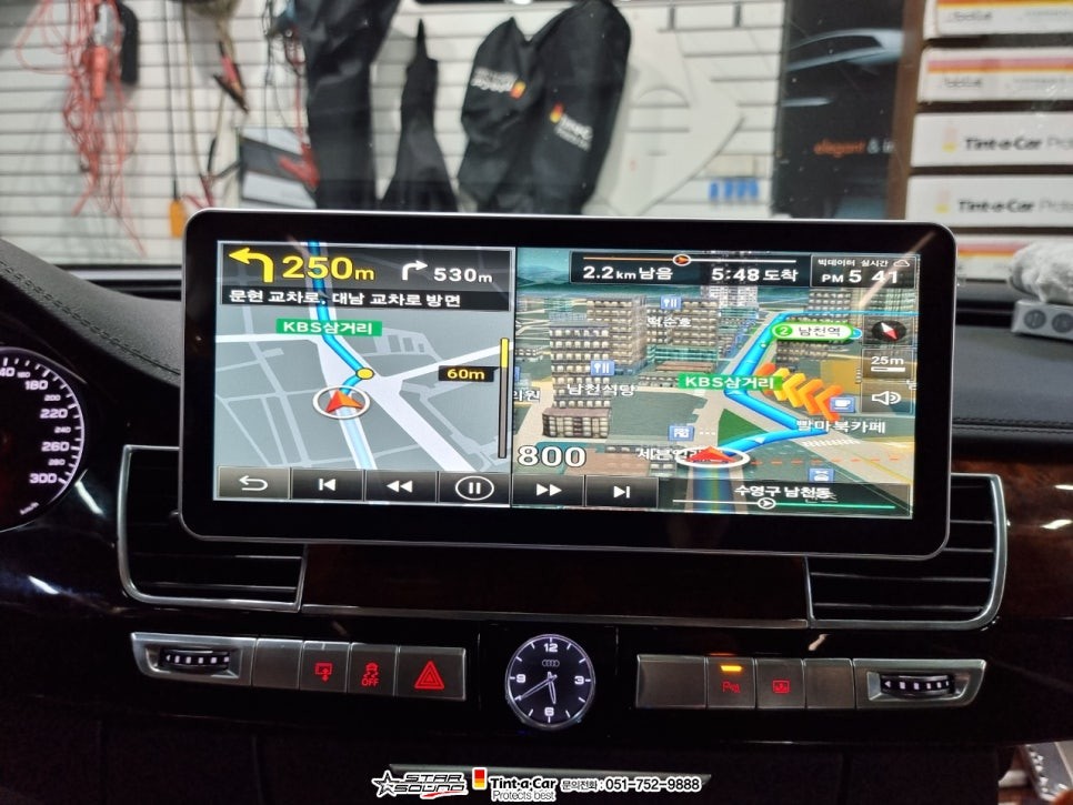 ☆스타사운드☆ 아우디 A8 모니터 고장으로 12.3인치  안드로이드셋탑네비 M2C200A 장착 작업시간 3시간이면 충분합니다.